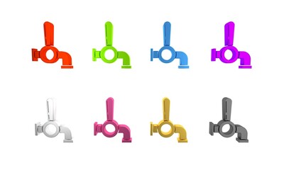 Colorful Beer tap icon isolated on white background. Minimalism concept. 3D render illustration