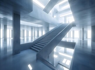 Obraz premium Minimalist Concrete Staircase Interior Design
