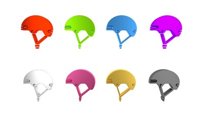 Colorful Helmet icon isolated on white background. Extreme sport. Sport equipment. Minimalism concept. 3D render illustration