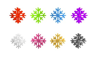 Colorful Snowflake icon isolated on white background. Minimalism concept. 3D render illustration