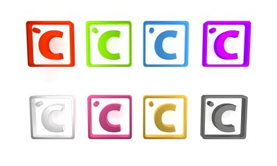 Colorful Celsius icon isolated on white background. Minimalism concept. 3D render illustration