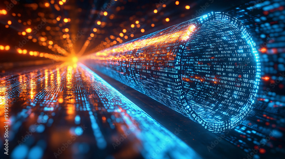 Poster abstract background glowing data cables transmitting information in the digital world. generative ai