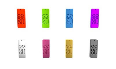 Colorful Remote control icon isolated on white background. Minimalism concept. 3D render illustration