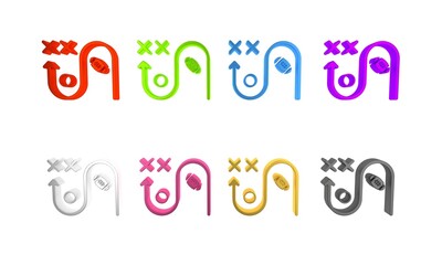 Colorful Planning strategy concept icon isolated on white background. Soccer or american football cup formation and tactic. Minimalism concept. 3D render illustration