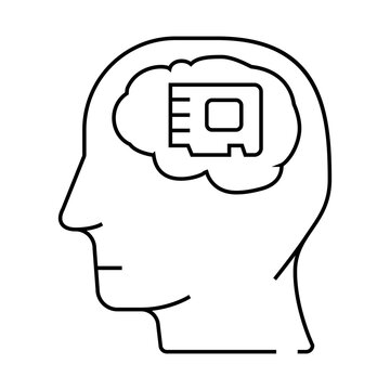 recommend clip art: memory brain line icon vector. memory brain sign. isolated contour symbol black illustration