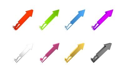 Colorful Firework rocket icon isolated on white background. Concept of fun party. Explosive pyrotechnic symbol. Minimalism concept. 3D render illustration