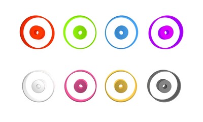 Colorful CD or DVD disk icon isolated on white background. Compact disc sign. Minimalism concept. 3D render illustration