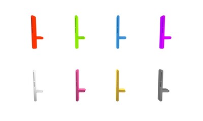 Colorful Police rubber baton icon isolated on white background. Rubber truncheon. Police Bat. Police equipment. Minimalism concept. 3D render illustration