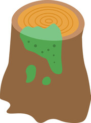 Tree stump is becoming covered with moss as it decays