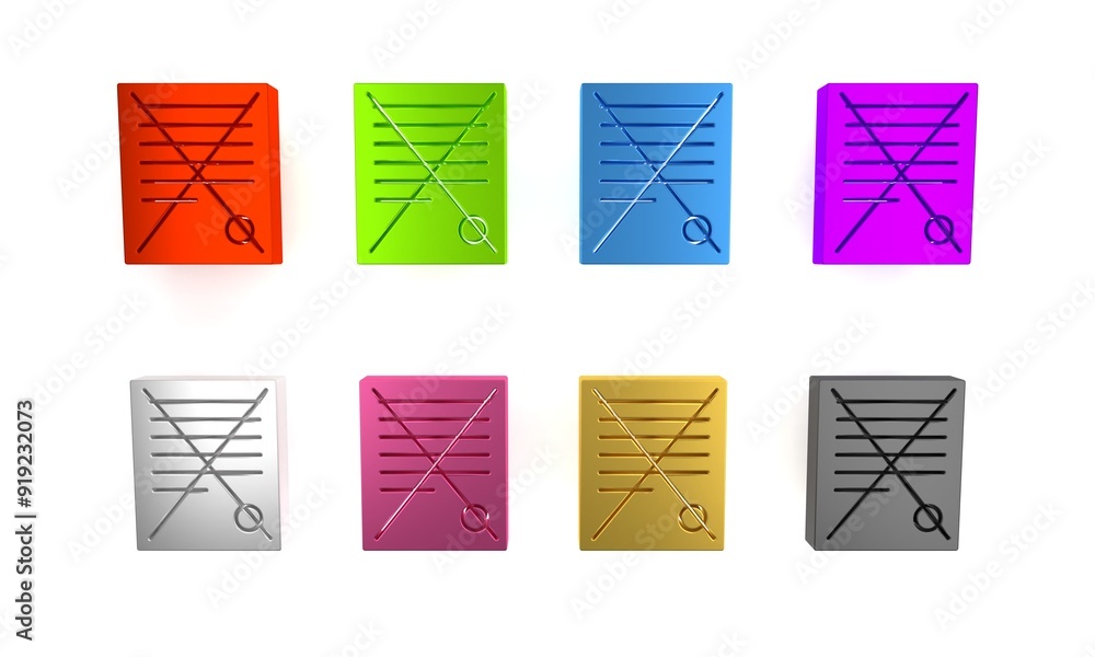Poster colorful delete file document icon isolated on white background. rejected document icon. cross on pa