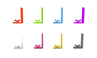 Colorful Snorkel icon isolated on white background. Diving underwater equipment. Minimalism concept. 3D render illustration