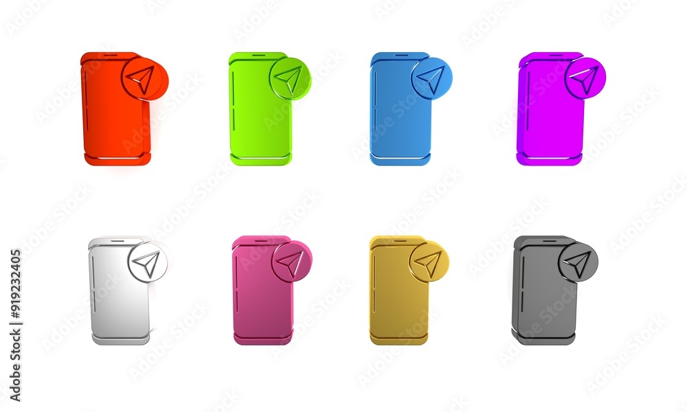 Poster colorful infographic of city map navigation icon isolated on white background. mobile app interface 