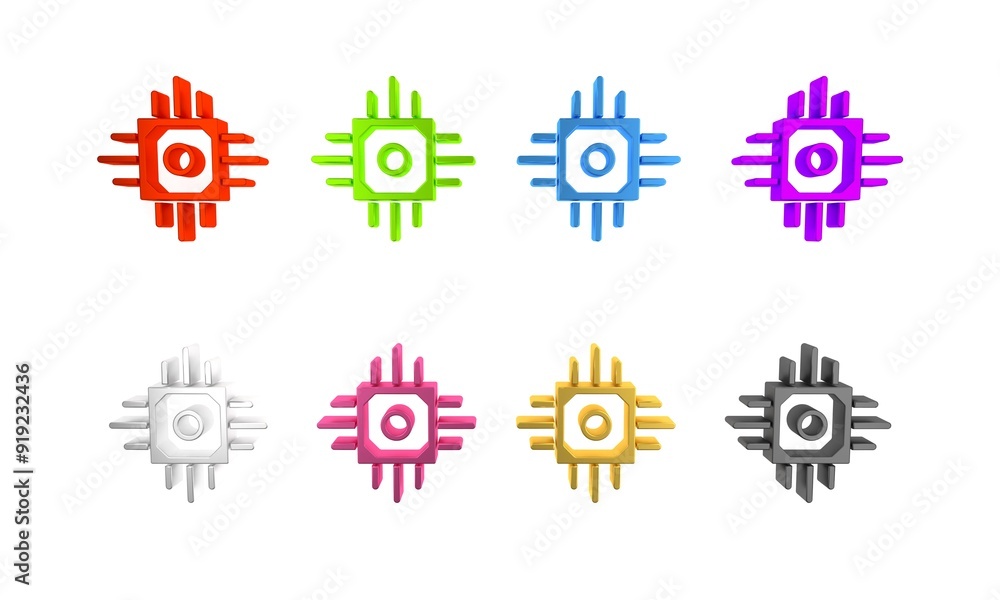 Poster colorful processor icon isolated on white background. cpu, central processing unit, microchip, micro