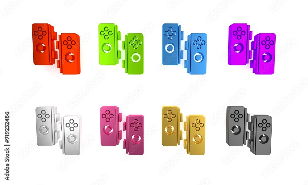 Poster colorful gamepad icon isolated on white background. game controller. minimalism concept. 3d render i