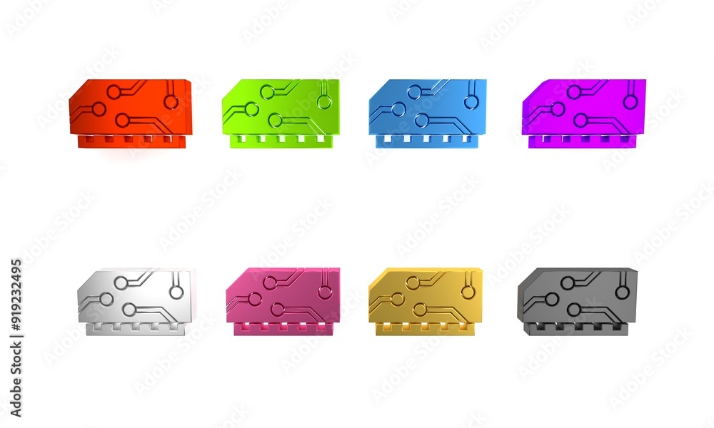 Poster colorful ram, random access memory icon isolated on white background. minimalism concept. 3d render 