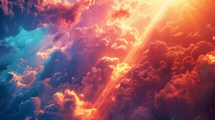 Vibrant sunset clouds illuminated by golden sunlight over a serene sky