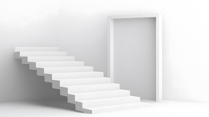 White Staircase and Door Leading to a Blank Wall