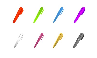 Colorful Pen icon isolated on white background. Minimalism concept. 3D render illustration