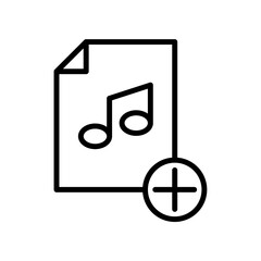 add music file icon. musical note with plus symbol. trendy and modern design
