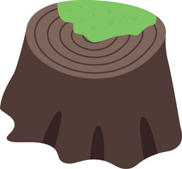 Old tree stump is gradually being covered with green moss