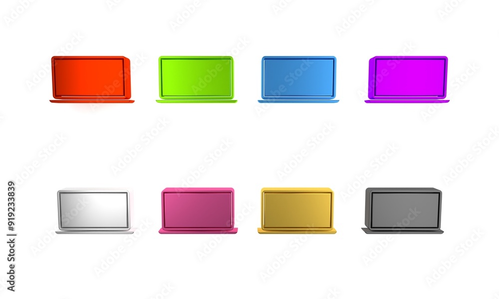 Poster colorful laptop icon isolated on white background. computer notebook with empty screen sign. minimal