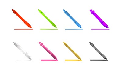 Colorful Pen line icon isolated on white background. Minimalism concept. 3D render illustration