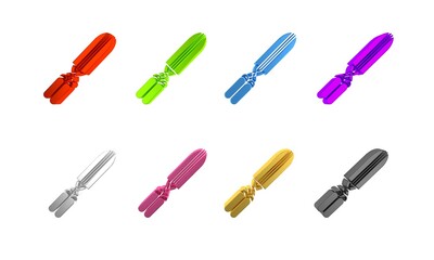 Colorful Gardening handmade scissors for trimming icon isolated on white background. Pruning shears with wooden handles. Minimalism concept. 3D render illustration