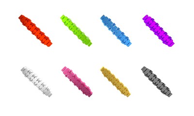 Colorful Hunting cartridge belt with cartridges icon isolated on white background. Bandolier sign. Hunter equipment, armament. Minimalism concept. 3D render illustration