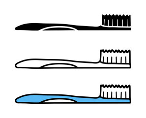 Set of Toothbrush cartoon doodle, Vector, Illustration.