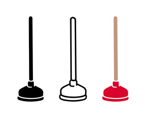 Set of Toilet plunger cartoon doodle, Vector, Illustration.