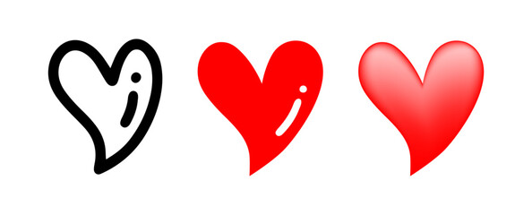 Set of Heart cartoon doodle, Vector, Illustration.