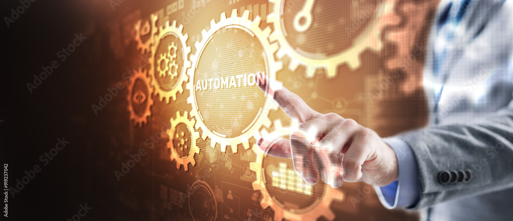 Poster automation business and industrial process. automation of business workflows