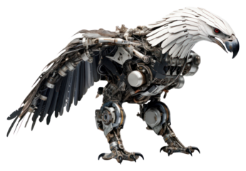 PNG Cyborg eagle vulture animal bird.