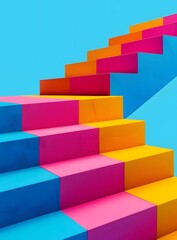 Obraz premium Abstract Colorful Staircase 3D Rendering