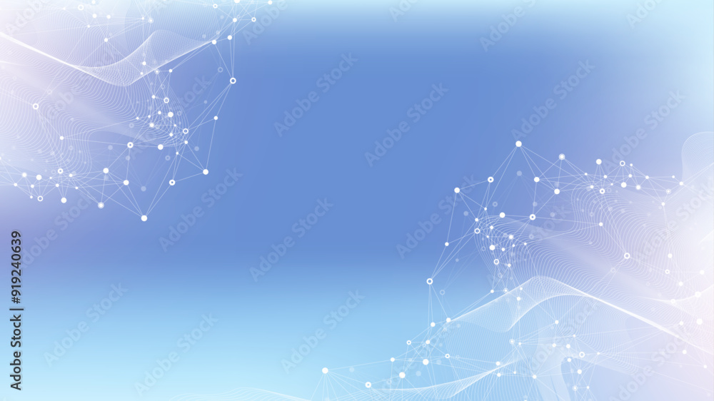 Leinwandbilder Abstract tech network connection dots. Digital technology and big data analysis background. White background with plexus lines. Geometric background with abstract mesh