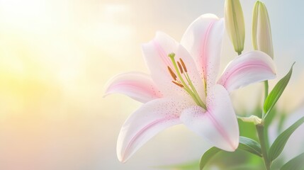 Fototapeta premium A single white flower with a yellow sun in the background