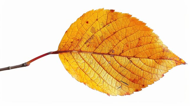 Vibrant Hickory Leaf Field on White Background for Seasonal Design Projects