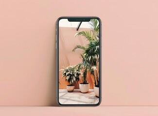 Modern Phone Mockup with Plants