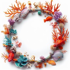 Underwater Beauty - Colorful Fish Frame on White Background