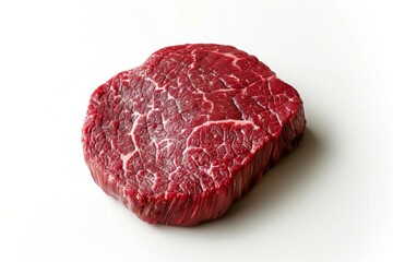 High-quality raw beef steak on white background. Perfect for culinary websites, recipe blogs, and food photography projects. Showcasing the texture of fresh meat. Generative AI