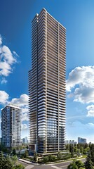 Modern Glass and Steel Skyscraper Building Architecture