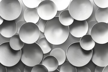 Abstract Circular Shapes in White and Gray