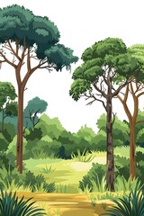 Green Forest Illustration with Trees