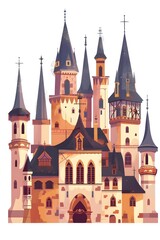 Fototapeta premium Fantasy Castle with Multiple Towers and Windows