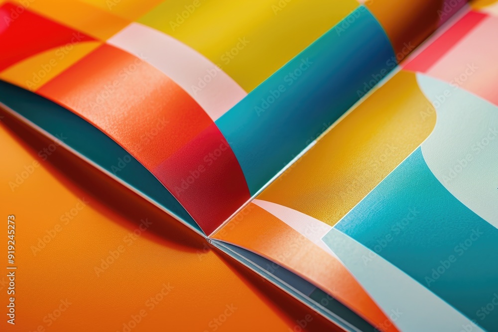 Poster a close-up shot of a colorful book cover with intricate design and illustrations