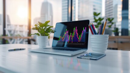 Creative Content Creation in SEO Office - Analyzing Graphs and Charts for Business Growth