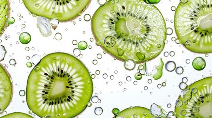 Seamless kiwi fruit cut slice  pattern background