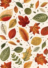 Autumn Leaves Seamless Pattern Illustration