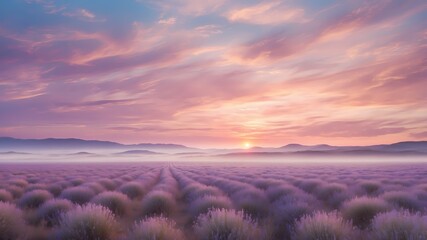 Breathtaking Lavender Field at Sunrise in Provence Under Colorful Sky