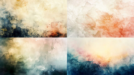 Watercolor washed-out texture on soft abstract backgrounds, gentle brushstrokes, and evocative compositions 